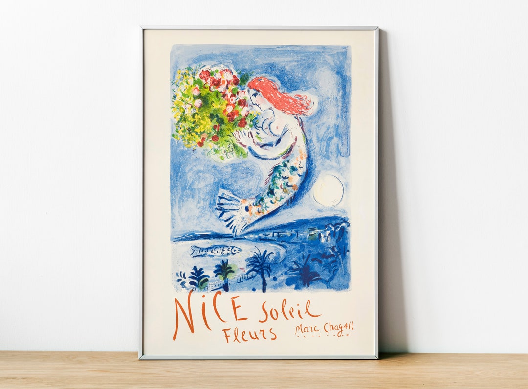 Marc Chagall Print, Nice Soleil Fleurs, Chagall Poster, Mid