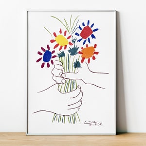 Pablo Picasso Bouquet of Peace, Minimalist Picasso Print, Picasso Line Art, Framed Picasso Art, Home Wall Decor Sketches