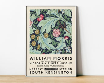 William Morris Exhibition Poster, Flower Pattern, The Victoria and Albert Museum, Digital Download, London Underground, Home Decor, Wall Art