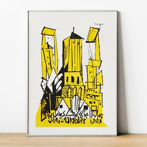 Cartão postal Lyonel Feininger, pôster da exposição Bauhaus 1923, impressão de arquitetura, arte modernista emoldurada, arte abstrata, arte retrô, decoração de parede de casa