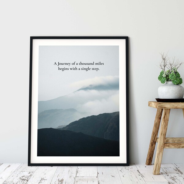 1000 Miles Journey, Motivational Print, Zen Photography, Inspirational Poster, Wall Art Home Decor,Motivational Quote, Digital Download