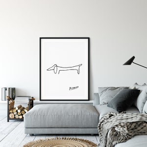 Pablo Picasso Sausage Dog Print, Minimalist Picasso Print, Wall Art ...