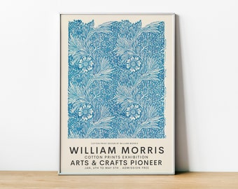 William Morris Exhibition Poster, Cotton Prints Design, Flower Pattern, Digital Download, Arts And Crafts Pioneer, Home Decor, Wall Art