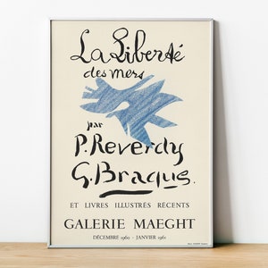 Georges Braque, Poster di uccelli della Galerie Maeght, Poster di decorazioni per la casa incorniciato, Stampa d'arte vintage, Decorazione della parete di casa