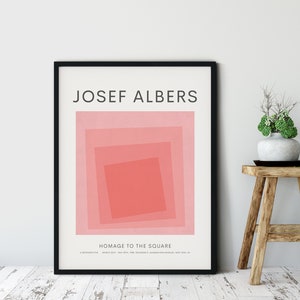 Josef Albers, Exhibition Poster, Homage To The Square, Red, Digital Download, Neue Kunst, Bauhaus Abstract Art, Retro Wall Art,Wall Decor