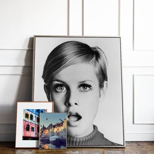 Twiggy Print, Twiggy Vintage Photography, Twiggy Art, Twiggy Poster, British Icon, Wall Art Home Decor, Black & White Framed Twiggy Print image 4