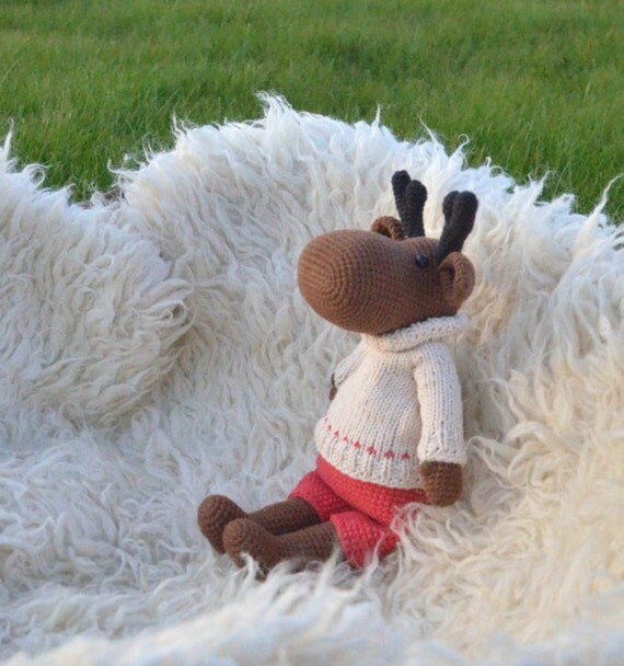 Handmade Crochet Reindeer Toy in Xmas Dress