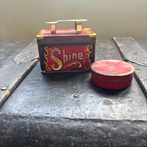 Vintage Miniature Shoe Shine Tin with Polish Tin
