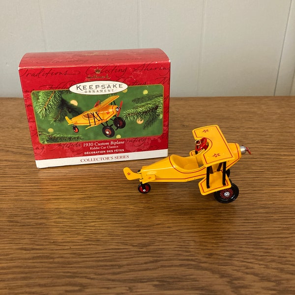 2001 Hallmark Keepsake 1930 Custom Biplane Kiddie Car Classics Ornament