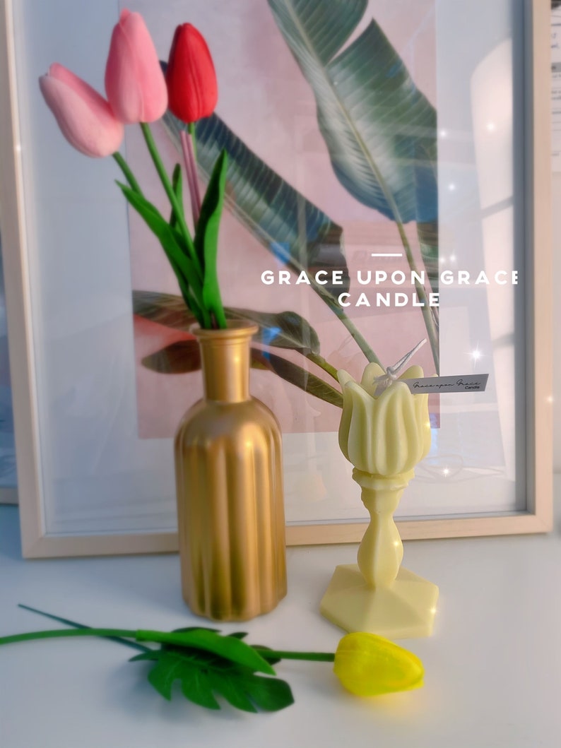 Flower Candle Premium Gift Tulip Mothers Trend Best Home deco Soy Natural Vegan Candle