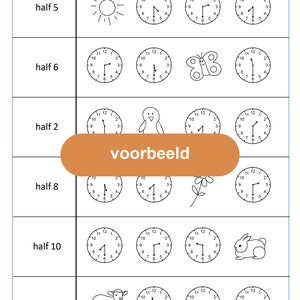 Werkboekje Klokkijken Hele en halve uren Digitaal Bestand afbeelding 7