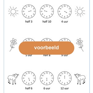 Werkboekje Klokkijken Hele en halve uren Digitaal Bestand afbeelding 8