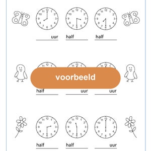 Werkboekje Klokkijken Hele en halve uren Digitaal Bestand afbeelding 9