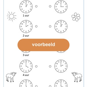 Werkboekje Klokkijken Hele en halve uren Digitaal Bestand afbeelding 3