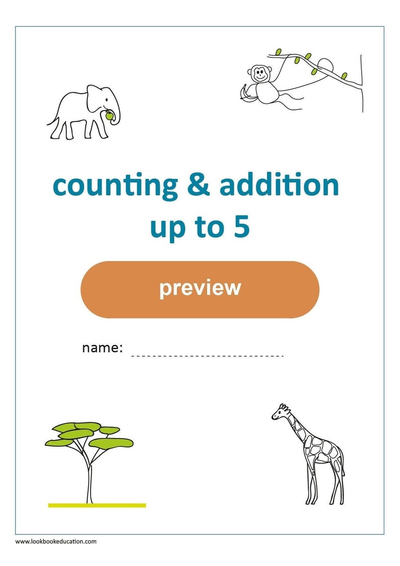 Workbook Counting and Addition up to 5 Digital file image 1