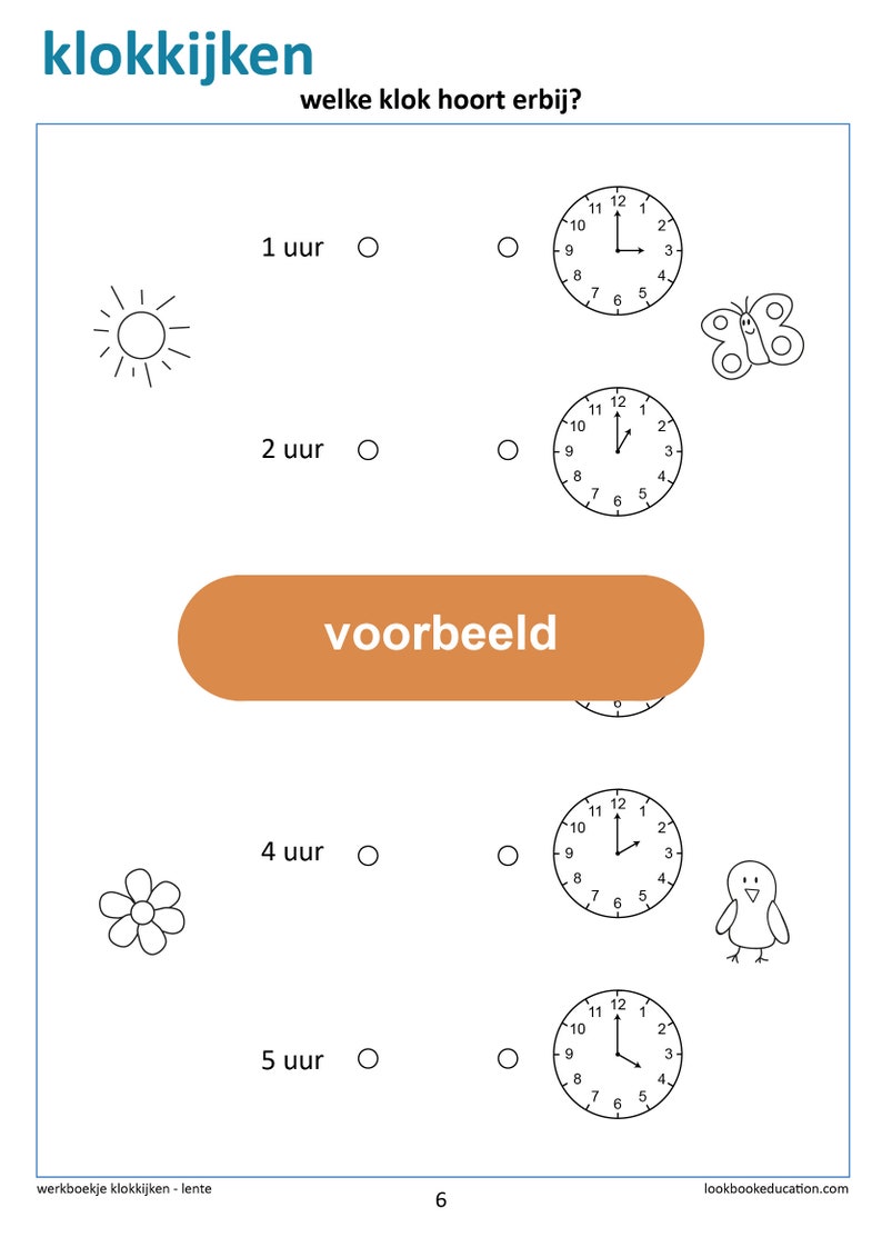 Werkboekje Klokkijken Hele en halve uren Digitaal Bestand afbeelding 4