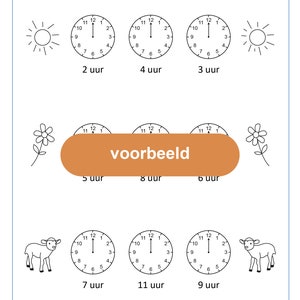 Werkboekje Klokkijken Hele en halve uren Digitaal Bestand afbeelding 5