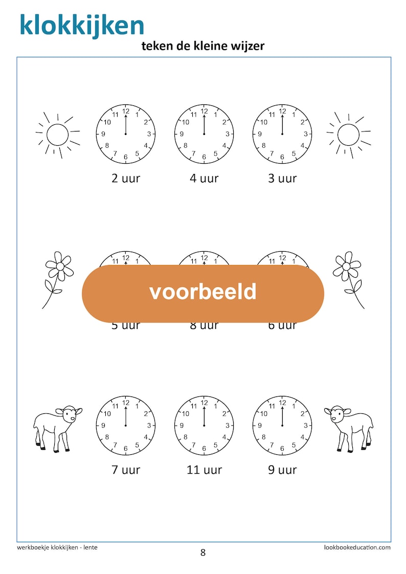 Werkboekje Klokkijken Hele en halve uren Digitaal Bestand afbeelding 5