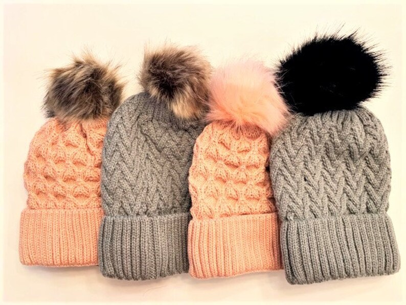 Children#39;s Satin-Lined Winter Hat with Removable Pom