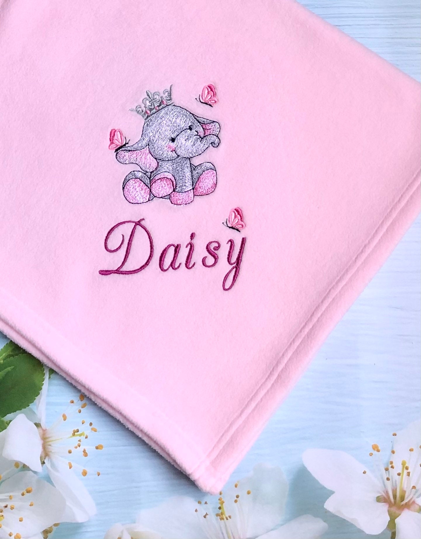 Personalized Baby Blanket With Name - Super Soft Custom Elephant Blanket For Newborn Boy Or Girl - 30x40 Inches