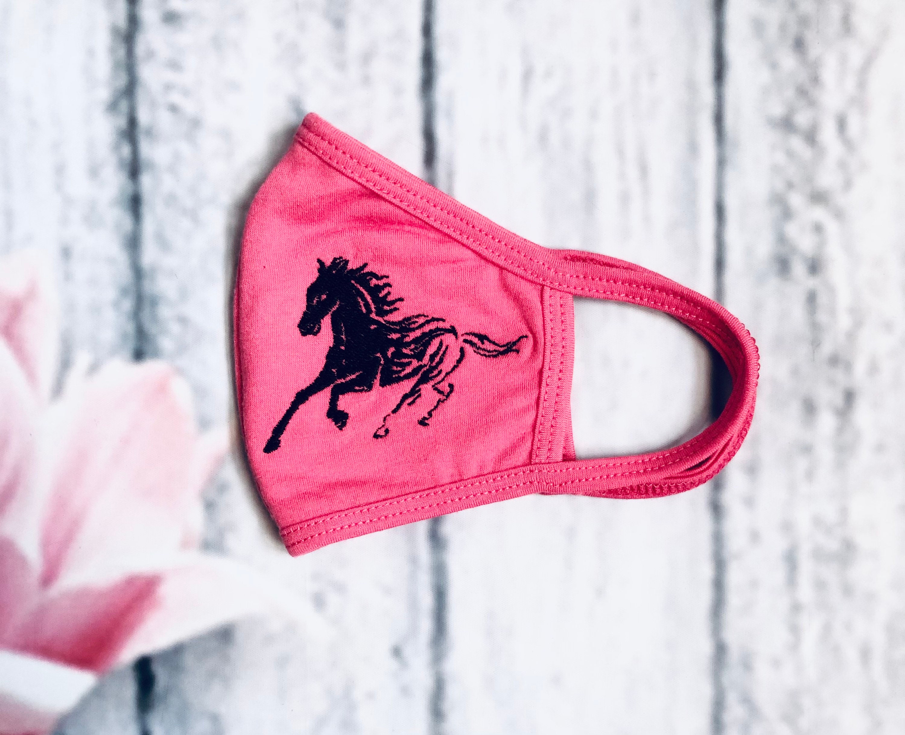 Horse Face Mask Pink Mask Embroidered Soft Cotton Breathable Etsy