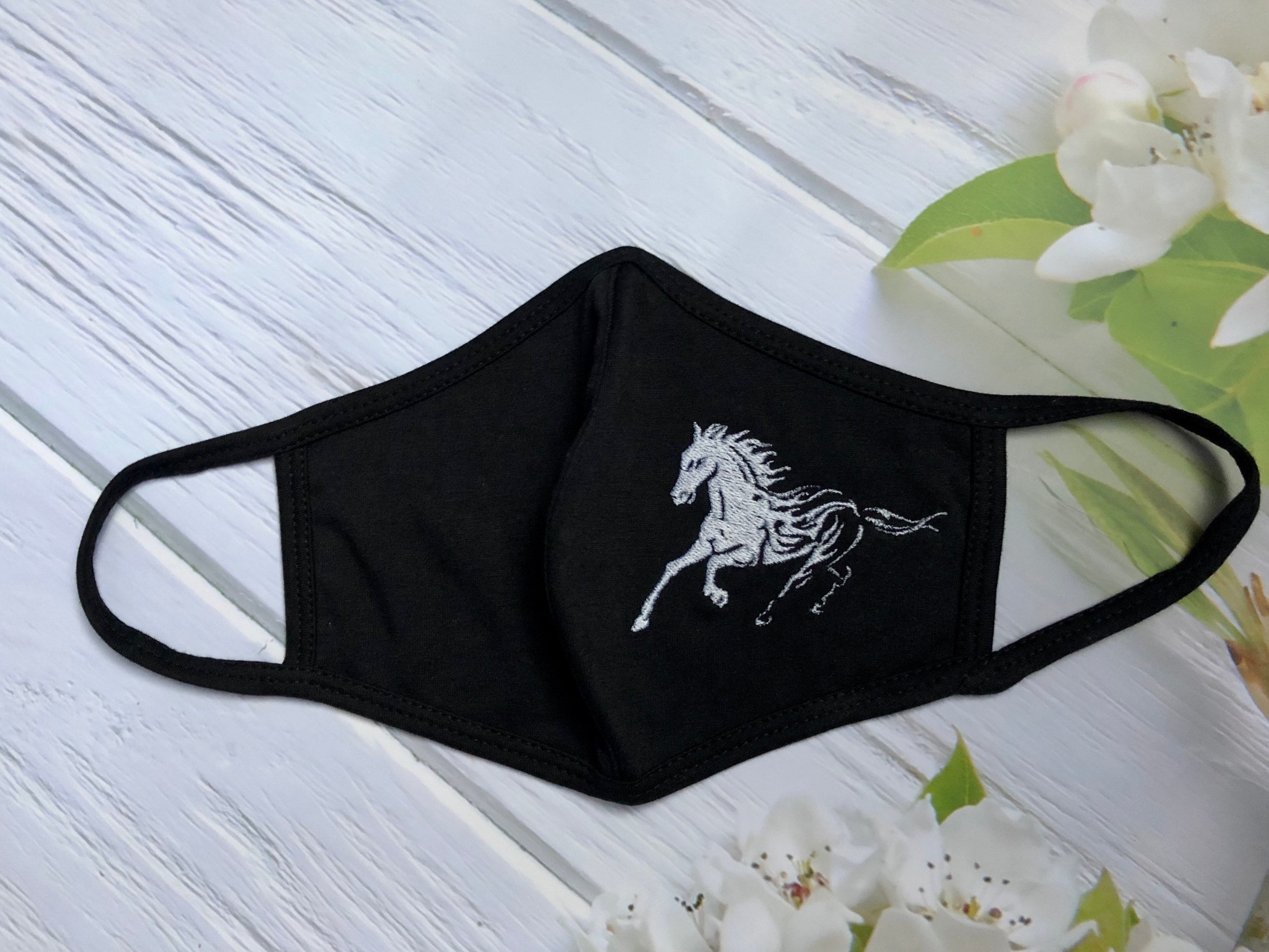 Horse Face Mask Embroidered Face Mask Thin Soft Cotton Etsy