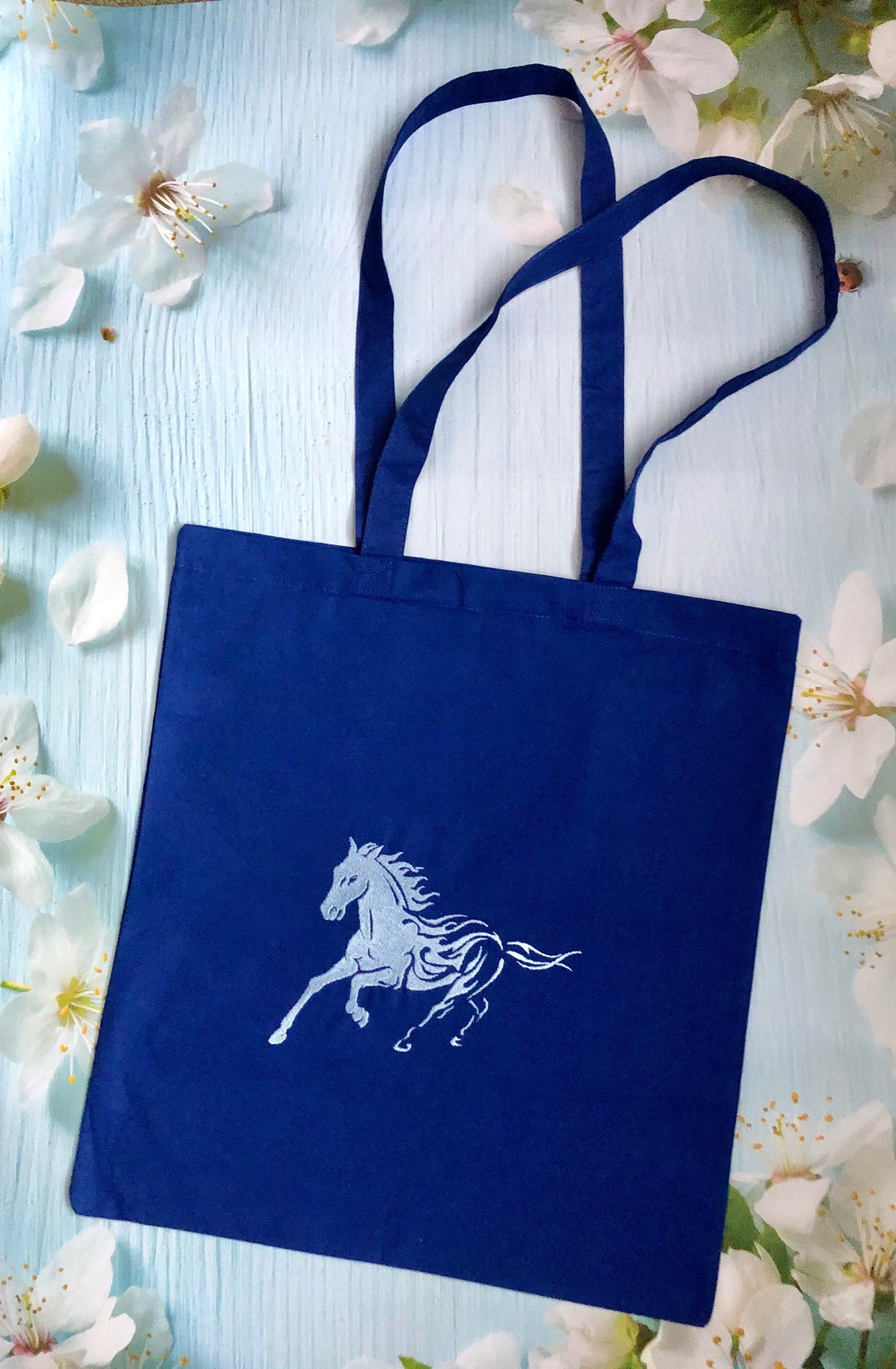 Horse Tote Bag Embroidered 100 Cotton Horse Design Gift for Etsy