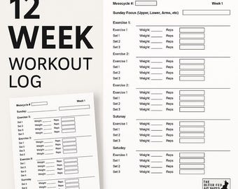 12-Week Fitness Tracker: Printable & Fillable Workout Log (PDF Download))