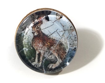 Clever Hare Ring. Wild hare, Rabbit lover gift, Forest spirits, Unique bijouterie, Hare art, Antique looking ring, Original Painting, 25 mm