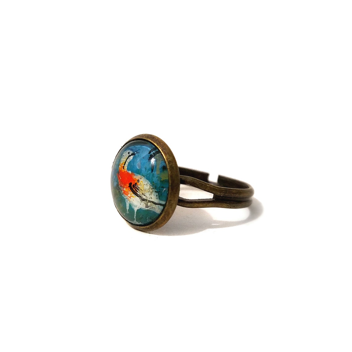 Pompeii Ring With Real Painting 12 Mm Pompeii Jewelry Quick Etsy