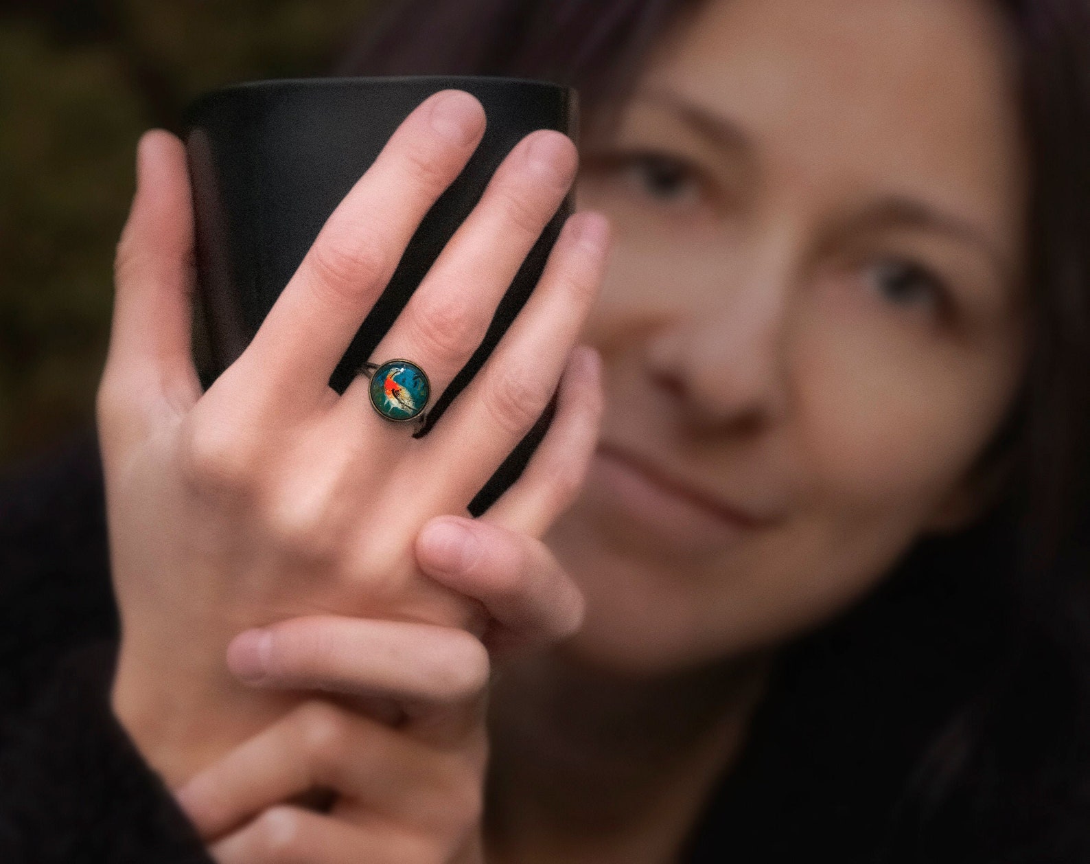 Pompeii Ring With Real Painting 12 Mm Pompeii Jewelry Quick Etsy