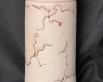 Raku Vase With Horse Hair, White And Black Pottery, Horse Hair Pottery