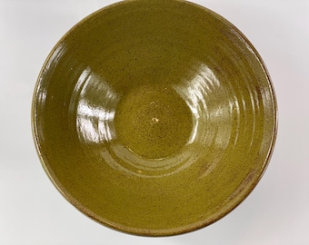 Olive green Pottery bowl, Serving Bowl, Handmade Centerpiece, Rustic Ceramic Artisan Centerpiece