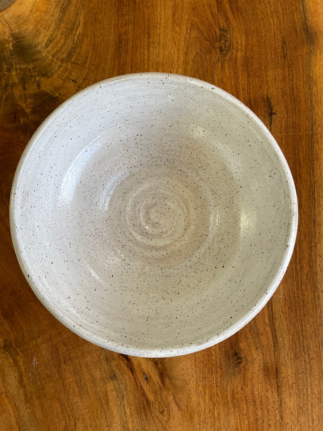 White Large Speckled Pottery Bowl Serving Bowl Handmade Etsy