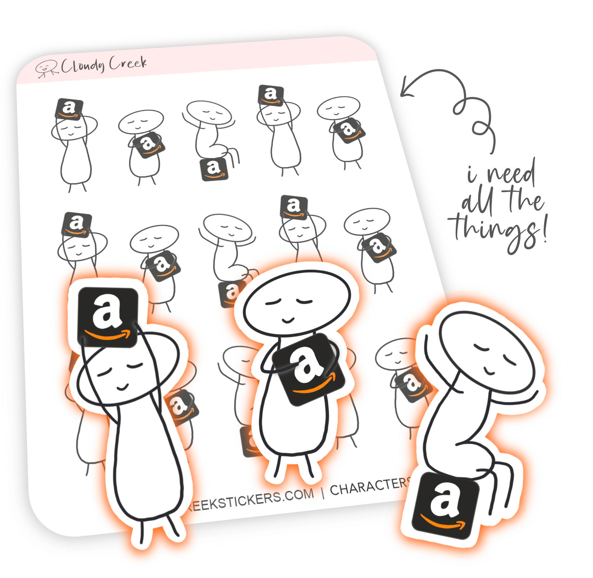 Shopping Sticker Sheet Amazon 1 shopping online shopping Etsy