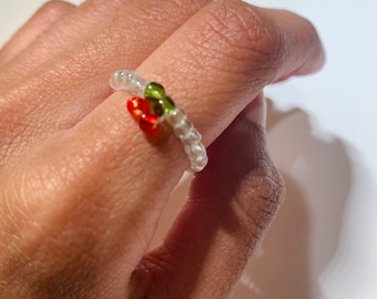 Beaded Cherry Ring - Etsy