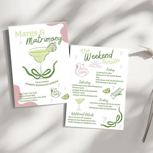 Margaritas and Matrimony Themed Bachelorette Party Invitation, Margs and Matrimony Invite, Beach Themed Bachelorette Invite, Mexico, Bride