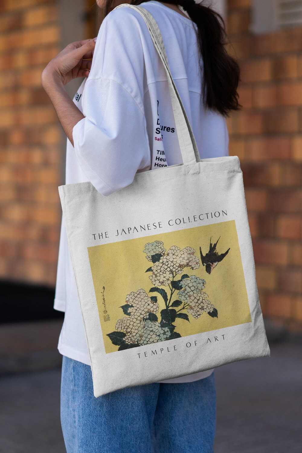 Japanese Floral Art Tote Bag Canvas Tote Bag Natural Etsy