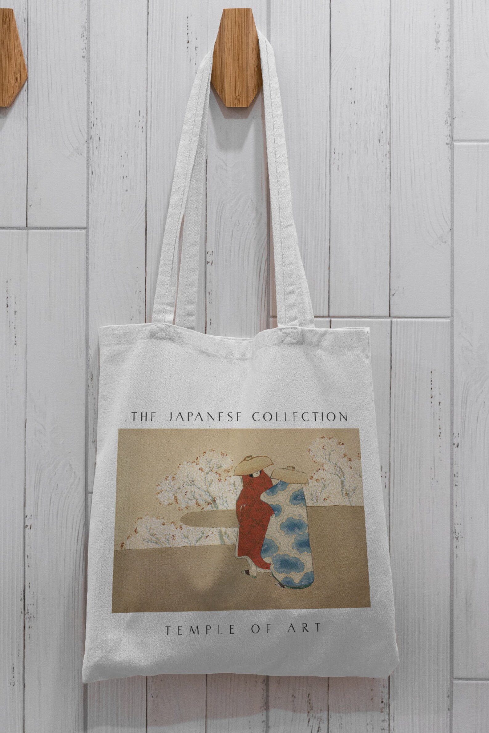 Japanese Art Tote Bag Canvas Shopping Bag Natural Colour Etsy