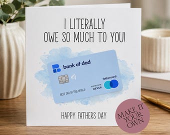 Funny Bank of Dad Father's Day Card, Personalised Message for Daddy