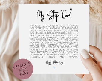 Personalised Step Dad Card, Meaningful Father's Day Keepsake, Custom Bonus Dad Gift