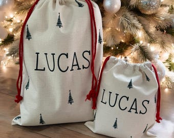 Personalized Christmas Santa Sack: Luxury Linen Xmas Gift Bag