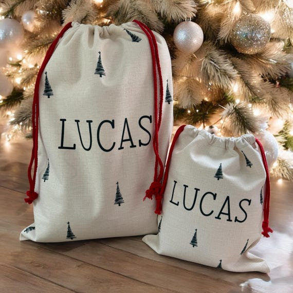 Personalized Christmas Santa Sack: Luxury Linen Xmas Gift Bag
