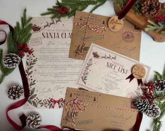 Personalised Letter from Santa & Nice List Certificate Set, North Pole Christmas Keepsake
