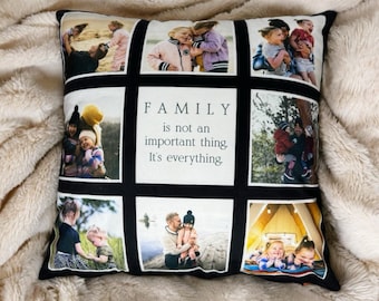 Personalized Family Photo Collage Cushion Cover: Custom Quote Pillow