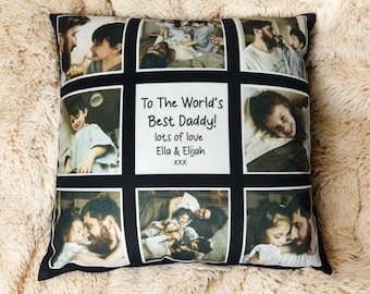 Personalised Dad Cushion Cover | Daddy Collage Cushion | Photo Pillow | Father's Day Gift