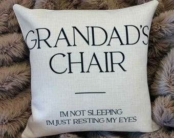 Grandad's Chair Cushion Cover: Grandpa, Grampa Cushion, Father's Day Gift, Personalised Pillow