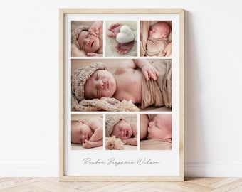 Personalised Newborn Photo Collage Print