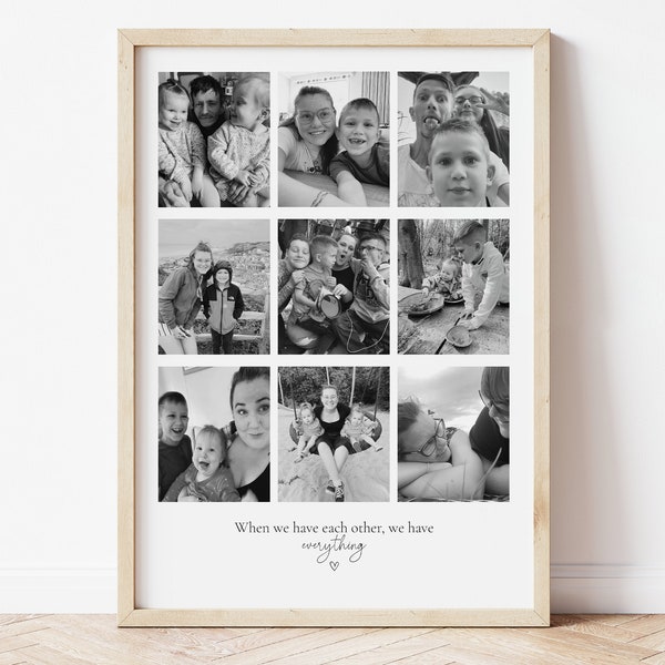 Impresión personalizada de collage de fotos familiares: cita personalizada, arte mural de recuerdo