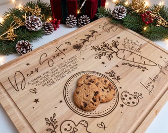 Personalised Christmas Eve Board, Large Engraved Wooden Santa Treat Board